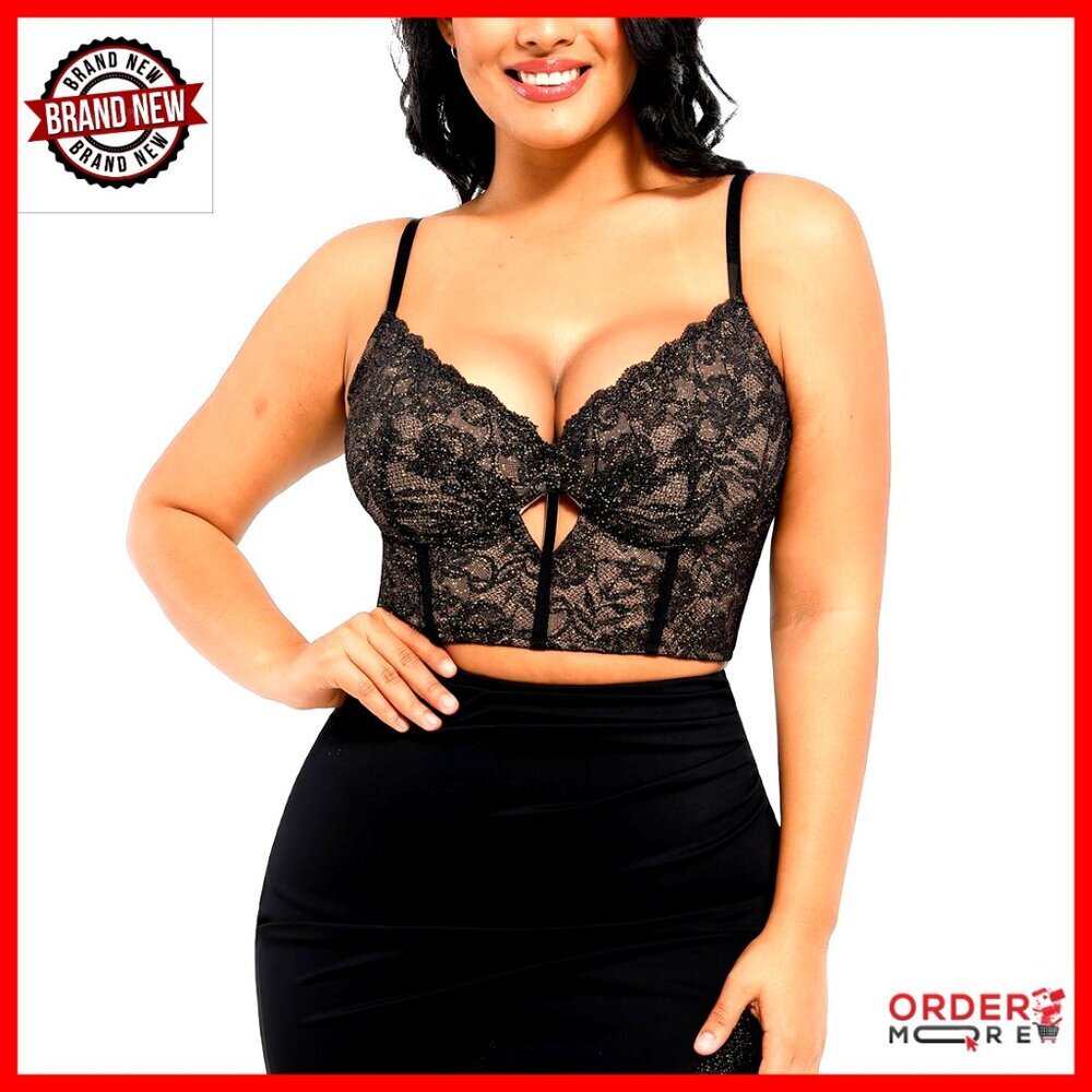 Lace Bustier Corset Crop Top Underwired Racerback Adjustable Straps Y2K Chic